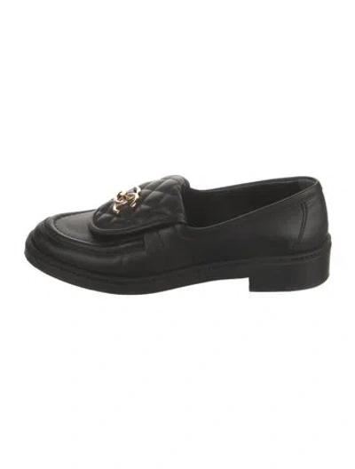 Pre-owned Chanel 2020 Interlocking Cc Logo Loafers In Black