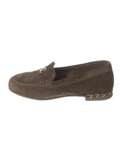Pre-owned Chanel 2020 Interlocking Cc Logo Loafers In Green
