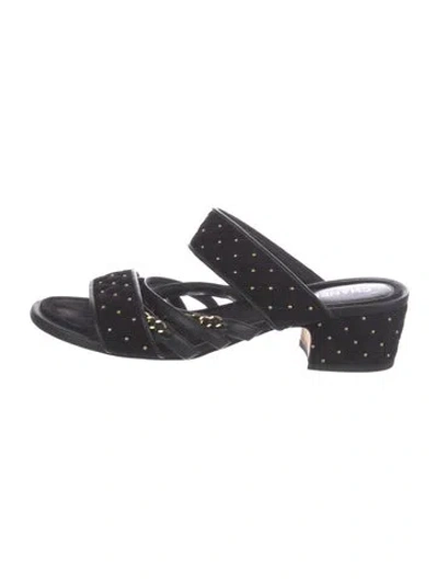 Pre-owned Chanel 2020 Interlocking Cc Logo Slides In Black