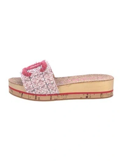 Pre-owned Chanel 2020 Interlocking Cc Logo Slides In Pink