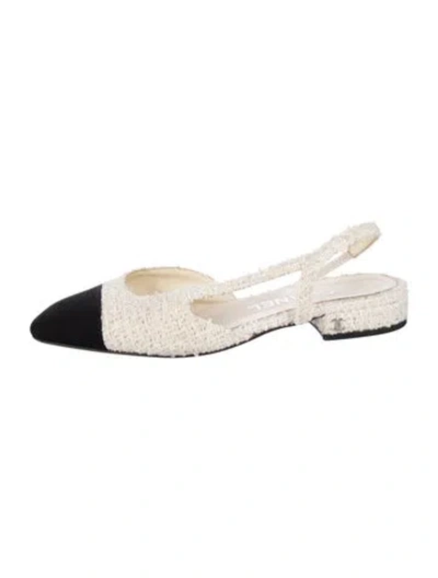 Pre-owned Chanel 2020 Interlocking Cc Logo Slingback Flats In White