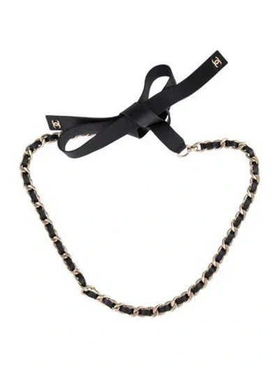 Pre-owned Chanel 2020 Interlocking Cc Logo Waist Belt In Black