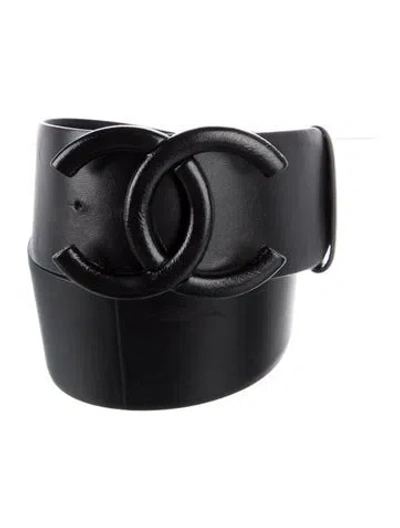 Pre-owned Chanel 2020 Interlocking Cc Logo Waist Belt In Black