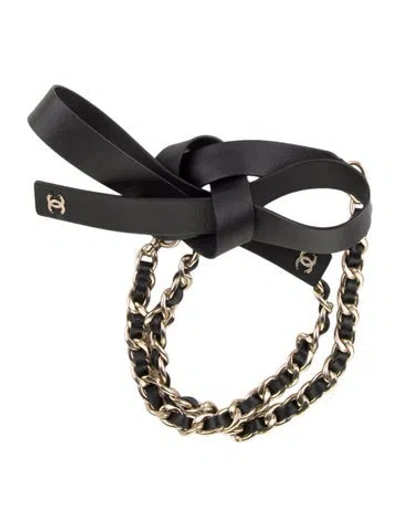 Pre-owned Chanel 2020 Interlocking Cc Logo Waist Belt In Black