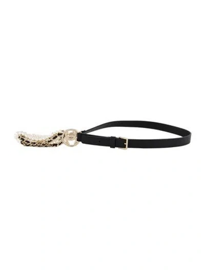 Pre-owned Chanel 2020 Interlocking Cc Logo Waist Belt In Black
