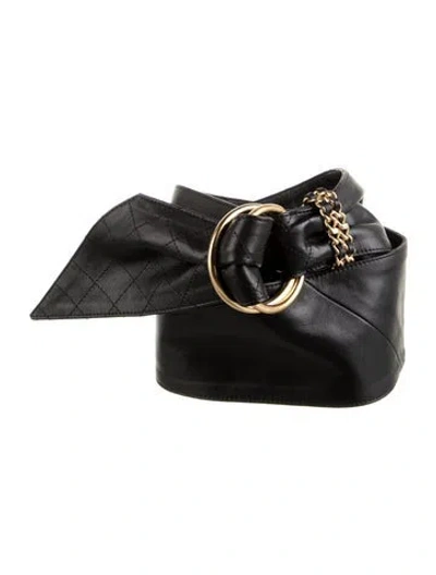 Pre-owned Chanel 2020 Interlocking Cc Logo Waist Belt In Black