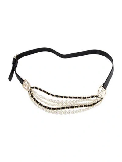 Pre-owned Chanel 2020 Interlocking Cc Logo Waist Belt In Black