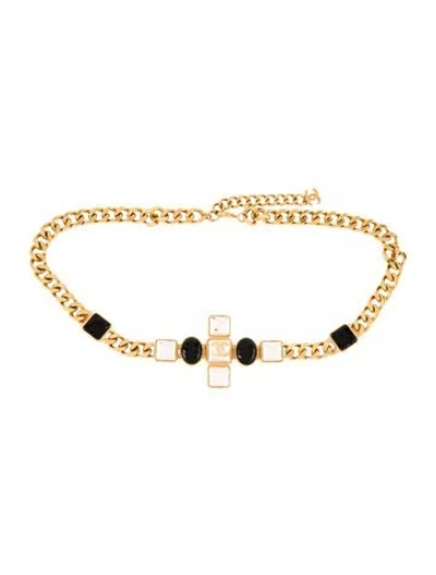 Pre-owned Chanel 2020 Interlocking Cc Logo Waist Belt In Gold
