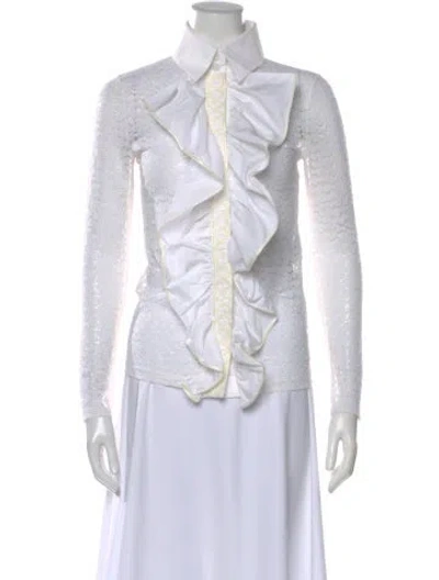 Pre-owned Chanel 2020 Lace Blouse In White