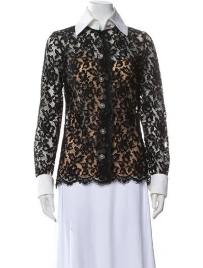 Pre-owned Chanel 2020 Lace Pattern Blouse In Black