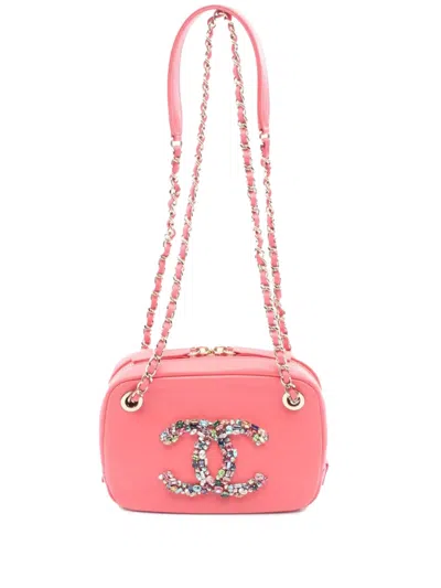 Pre-owned Chanel 2020 Lambskin Giant Crystal Cc Camera Bag Crossbody Bag