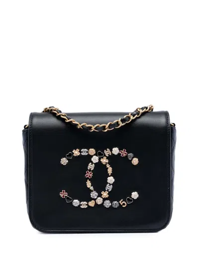Pre-owned Chanel 2020 Lambskin Lucky Charms Flap Crossbody Bag In Black