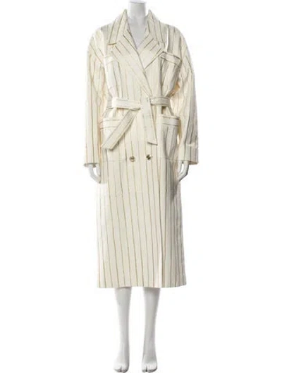 Pre-owned Chanel 2020 Lambskin Trench Coat In White