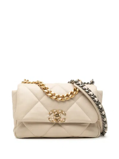 Pre-owned Chanel 2020 Medium Lambskin 19 Flap Satchel In Brown
