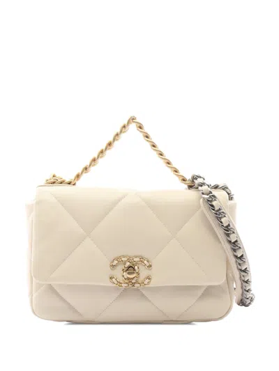 Pre-owned Chanel 2020 Medium Lambskin 19 Flap Satchel In Brown