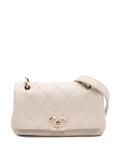 Pre-owned Chanel 2020 Medium Lambskin Twist Chain Enamel Cc Flap Crossbody Bag