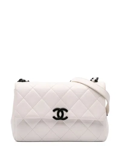 Pre-owned Chanel 2020 Medium Quilted Caviar My Everything Flap Crossbody Bag In White