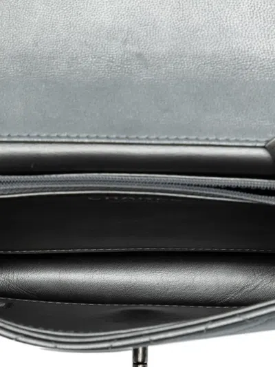 Pre-owned Chanel 2020 Medium Quilted Metallic Goatskin Chic Pearls Flap Crossbody Bag In Silver