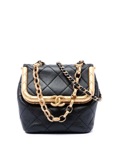 Pre-owned Chanel 2020 Micro Quilted Lambskin My Crush Bag Satchel In Black