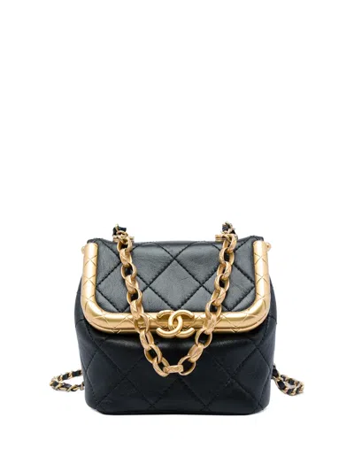Pre-owned Chanel 2020 Micro Quilted Lambskin My Crush Bag Satchel In Black
