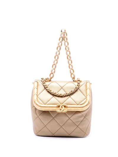 Pre-owned Chanel 2020 Micro Quilted Lambskin My Crush Bag Satchel In Gold
