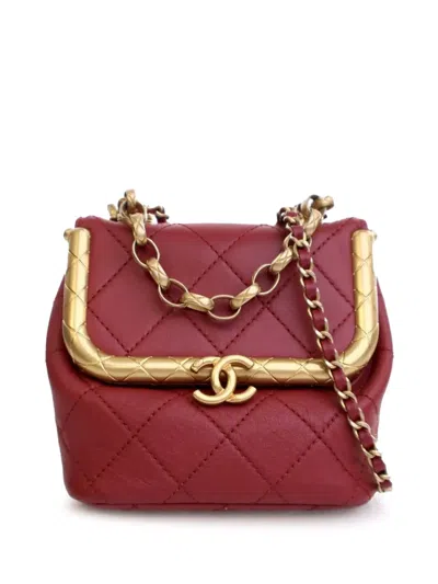 Pre-owned Chanel 2020 Micro Quilted Lambskin My Crush Bag Satchel In Red