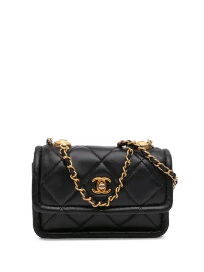 Pre-owned Chanel 2020 Mini Lambskin Button On Top Flap Satchel