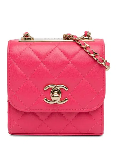 Pre-owned Chanel 2020 Mini Lambskin Trendy Cc Clutch With Chain Crossbody Bag In Pink