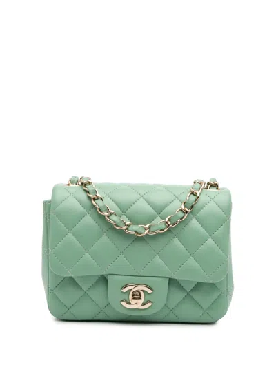 Pre-owned Chanel 2020 Mini Square Classic Lambskin Single Flap Crossbody Bag