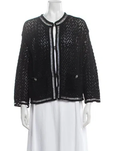 Pre-owned Chanel 2020 Open Front Sweater In Black