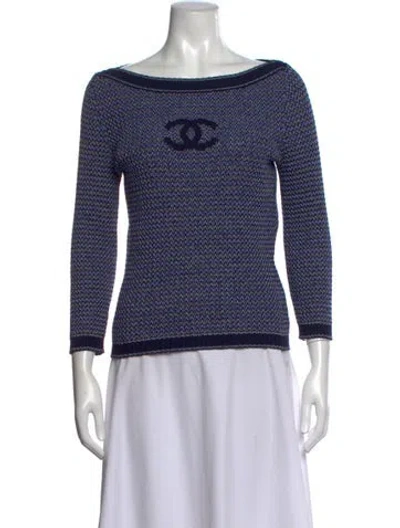 Pre-owned Chanel 2020 Patterned Sweater In Blue