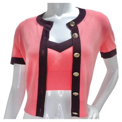 Pre-owned Chanel 2020 Pink Cashmere Cardigan And Tank Set