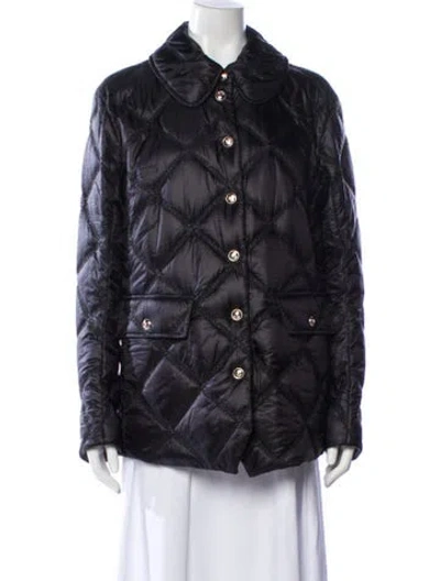 Pre-owned Chanel 2020 Plaid Print Down Jacket In Black