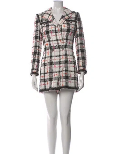 Pre-owned Chanel 2020 Plaid Print Jumpsuit In White