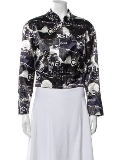 Pre-owned Chanel 2020 Printed Biker Jacket In Blue