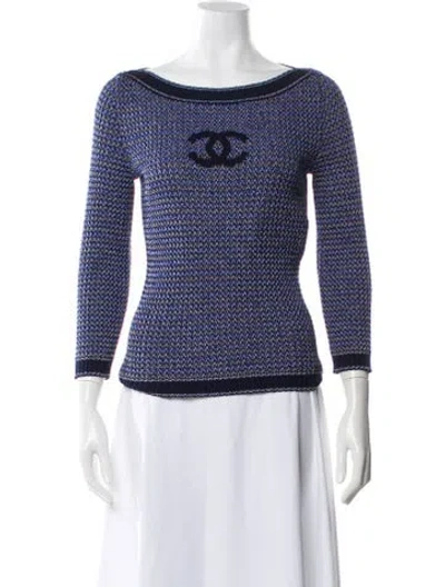 Pre-owned Chanel 2020 Printed Sweater In Blue