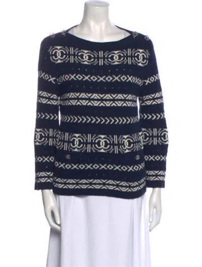 Pre-owned Chanel 2020 Printed Sweater In Blue