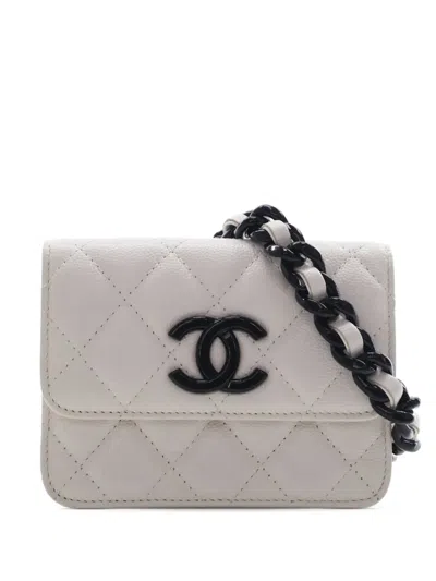 Pre-owned Chanel 2020 Quilted Caviar My Everything Belt Bag In White