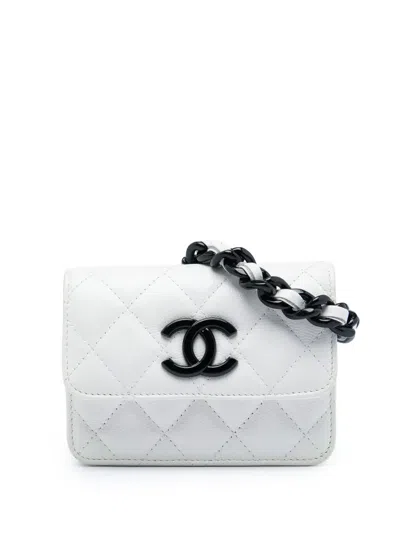 Pre-owned Chanel 2020 Quilted Caviar My Everything Belt Bag In White