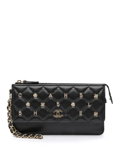 Pre-owned Chanel 2020 Quilted Lambskin All About  On Chain Clutch Bag In Black
