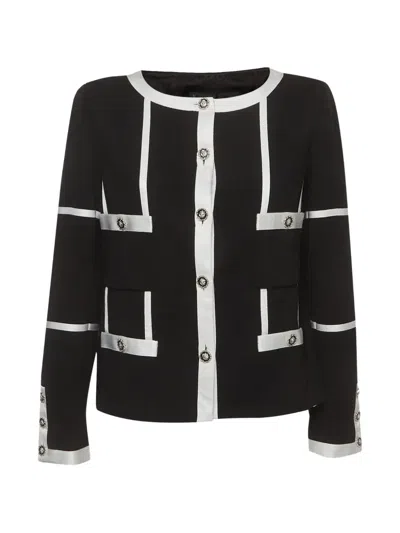 Pre-owned Chanel 2020 Satin-trim Wool Jacket In Black