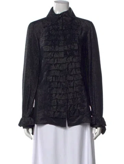 Pre-owned Chanel 2020 Silk Blouse W/ Tags In Black/metallic