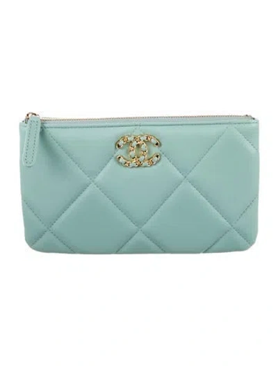Pre-owned Chanel 2020 Small 19 O-case Pouch Coin Pouch W/ Tags In Blue