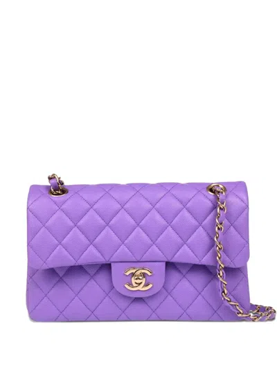 Pre-owned Chanel 2020 Small Classic Double Flap Shoulder Bag In Purple