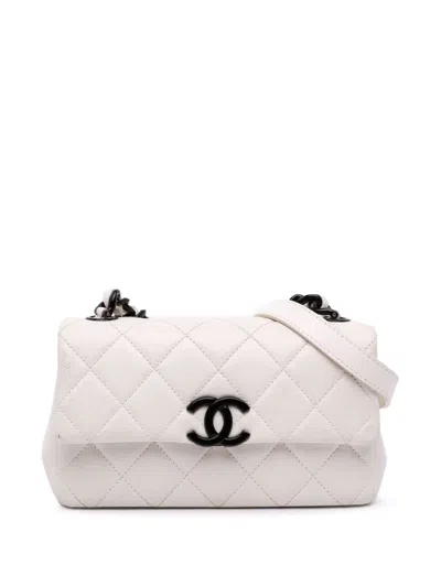 Pre-owned Chanel 2020 Small Quilted Caviar My Everything Flap Crossbody Bag In White