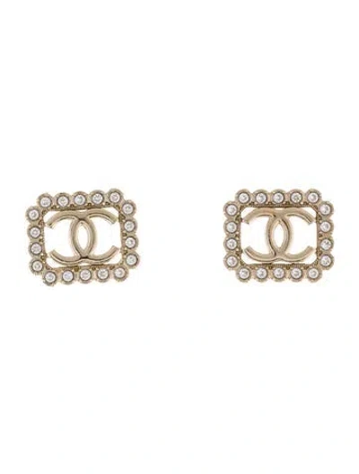 Pre-owned Chanel 2020 Strass Cc Framed Stud Earrings In Multi