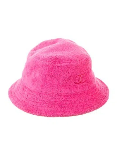 Pre-owned Chanel 2020 Terry Cloth Cc Bucket Hat In Pink