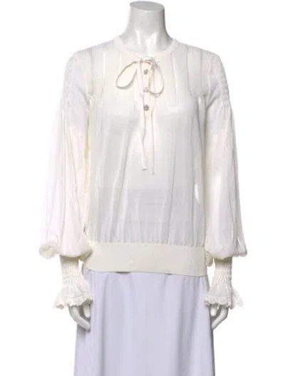 Pre-owned Chanel 2020 Tie Neck Blouse W/ Tags In Neutral