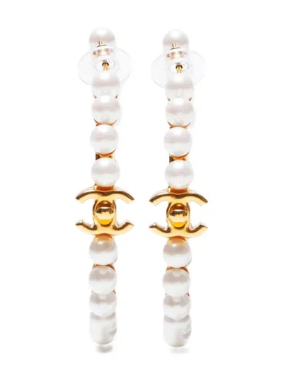 Pre-owned Chanel 2020 Turn-lock Cc Hoop Earrings