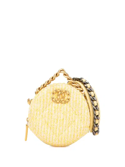 Pre-owned Chanel 2020 Tweed 19 Round Clutch With Chain Satchel